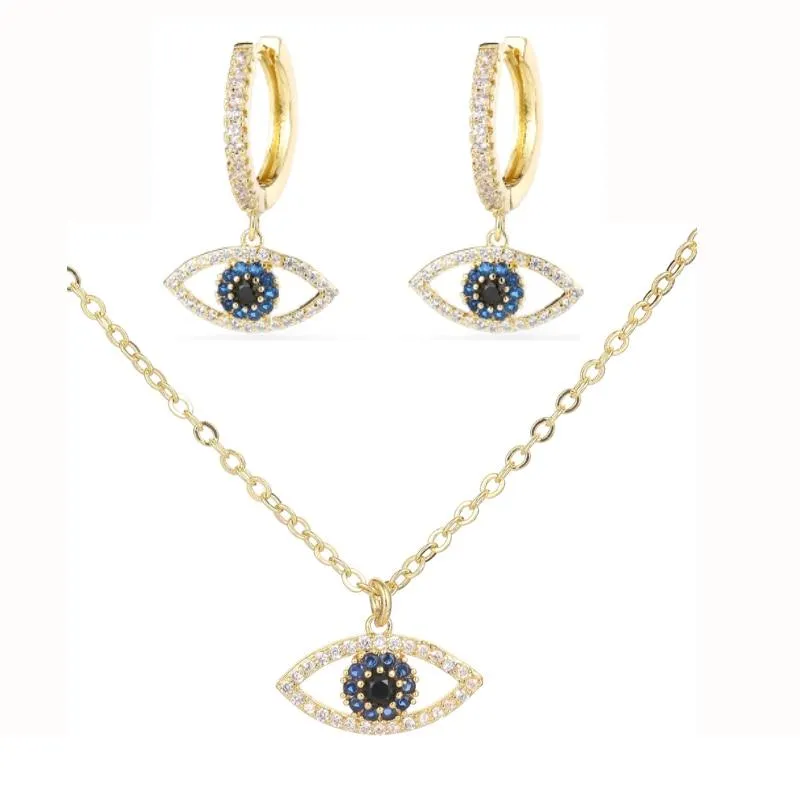 Women Good Luck Gold Plated Tiger Eye Earrings And Necklace Sets