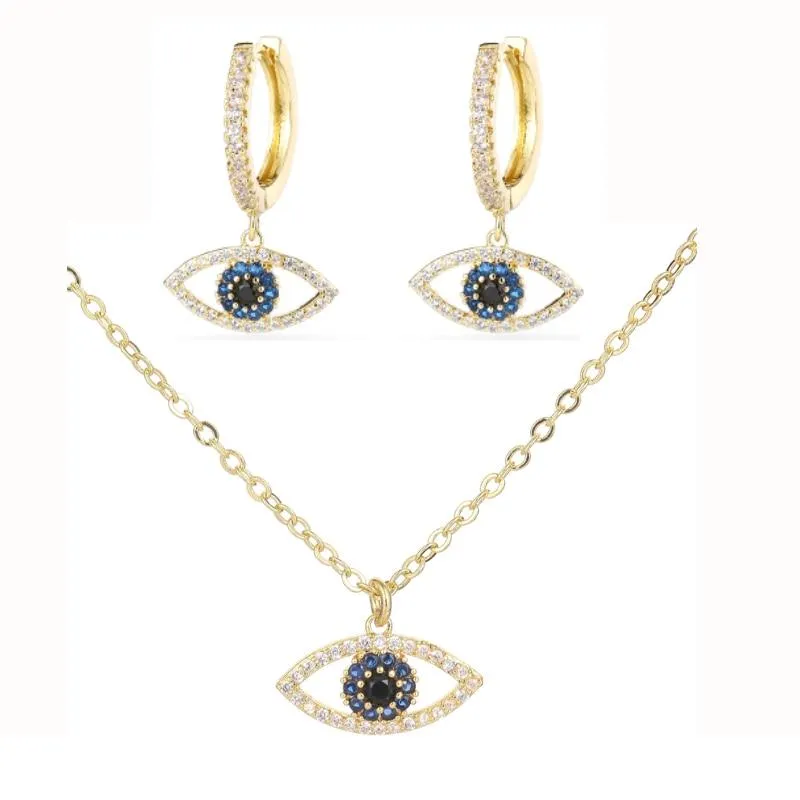 Women Good Luck Gold Plated Tiger Eye Earrings And Necklace Sets