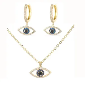 Women Good Luck Gold Plated Tiger Eye Earrings And Necklace Sets
