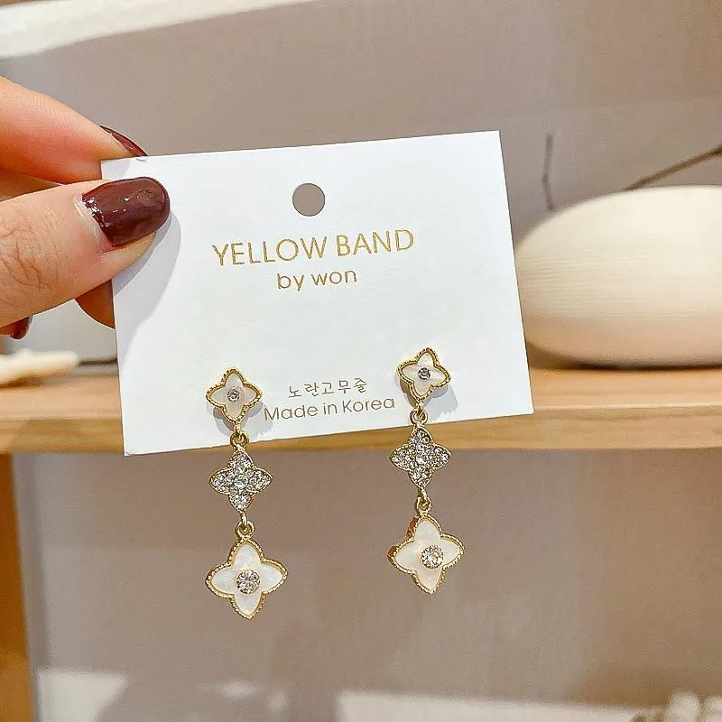 Women Simple Flower Tassel Long Style Earrings
