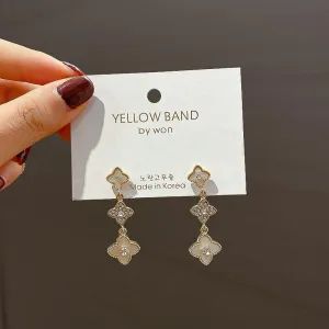 Women Simple Flower Tassel Long Style Earrings