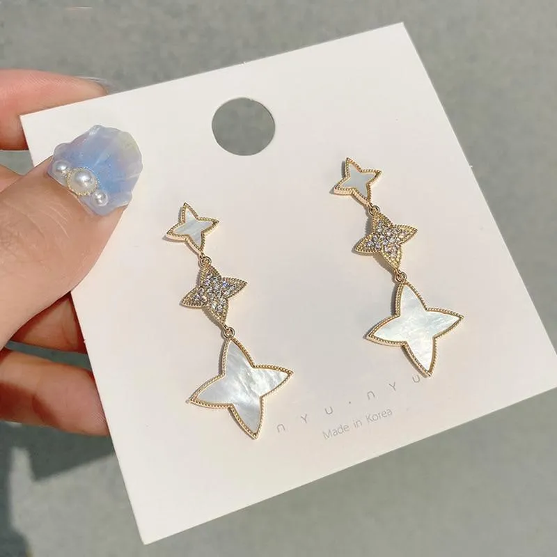 Women Simple Flower Tassel Long Style Earrings