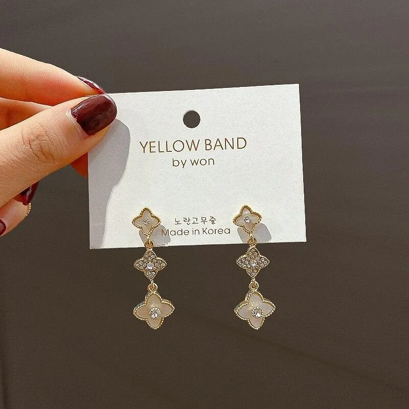 Women Simple Flower Tassel Long Style Earrings