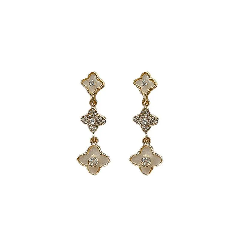Women Simple Flower Tassel Long Style Earrings