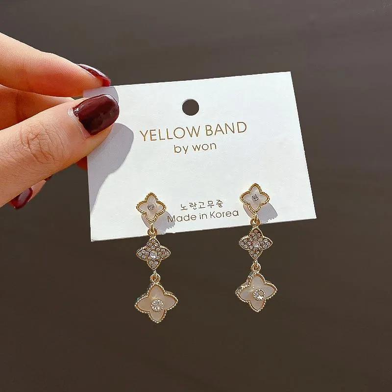 Women Simple Flower Tassel Long Style Earrings