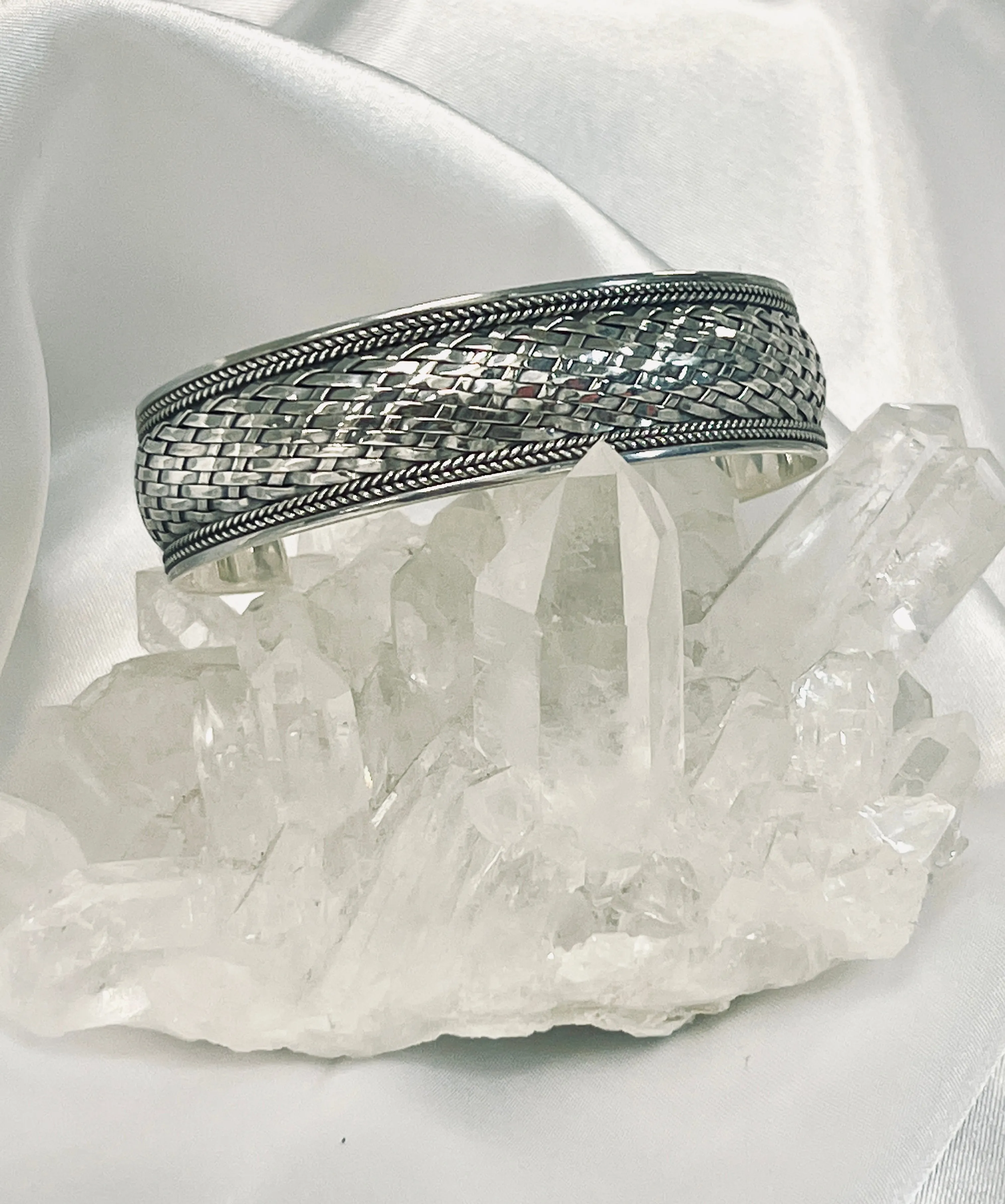 Woven Silver Cuff Bracelet