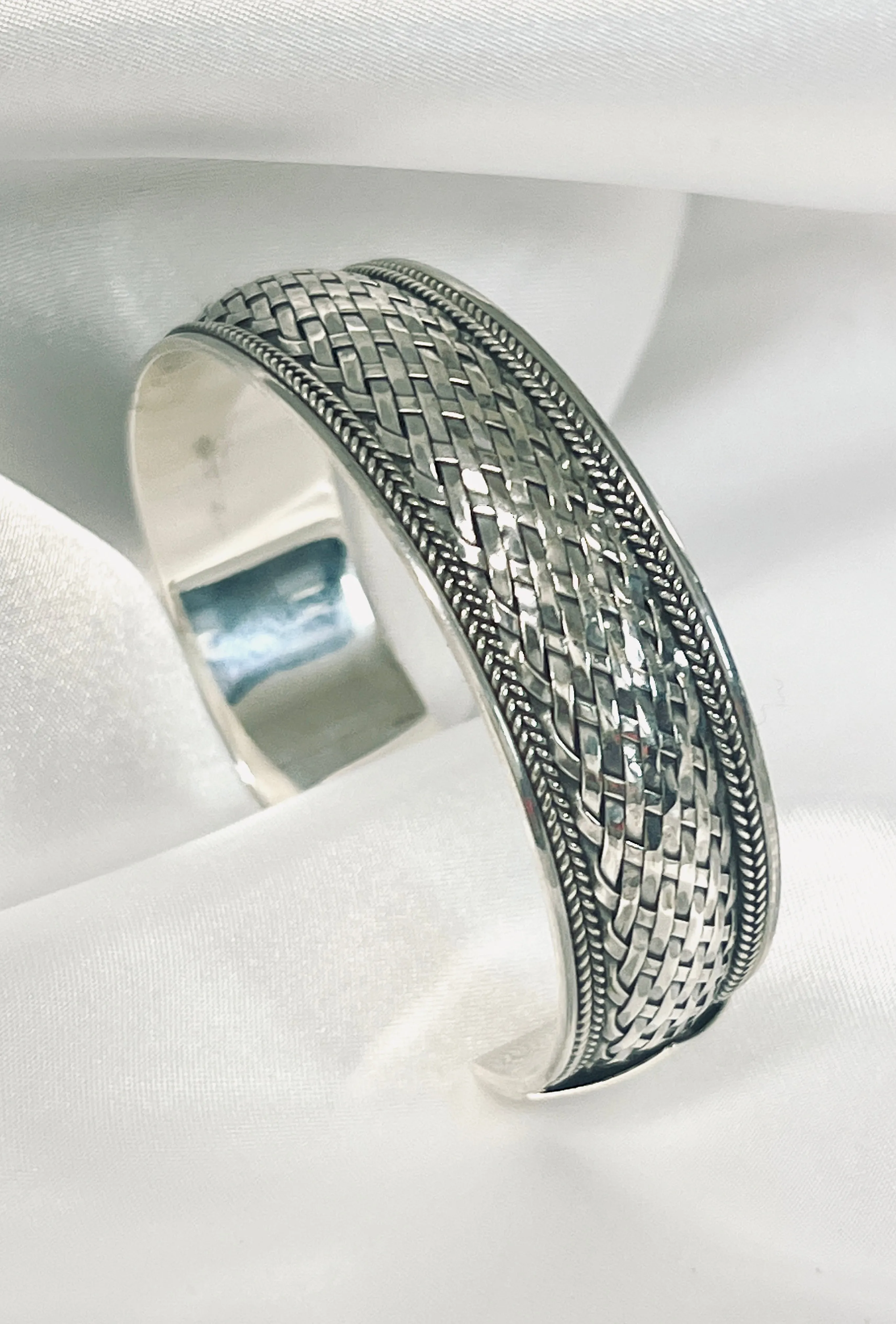 Woven Silver Cuff Bracelet