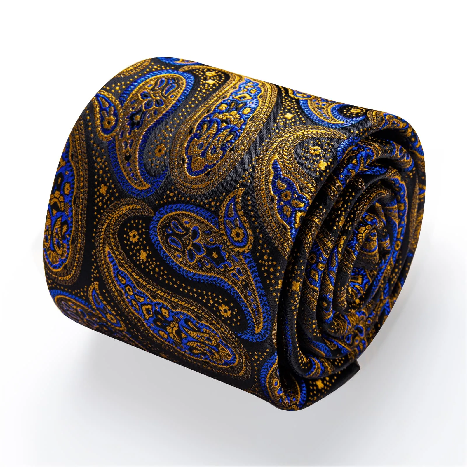 YourTies Mens Tie Teal Black Gold Paisley Jacquard Necktie Set