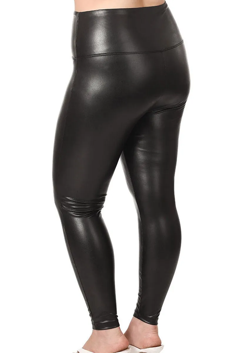 Zenana Plus Size Big Plans Black Faux Leather Leggings