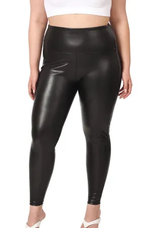 Zenana Plus Size Big Plans Black Faux Leather Leggings