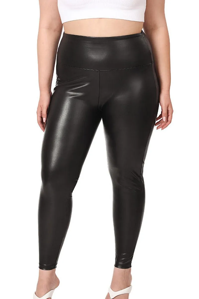 Zenana Plus Size Big Plans Black Faux Leather Leggings